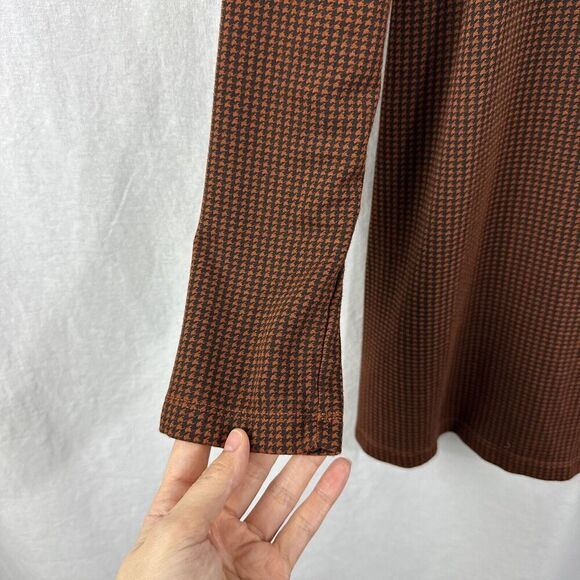 Bryn Walker Damien Long Sleeve Houndstooth Siro Rayon Tunic Top Womens Size L - Picture 7 of 12